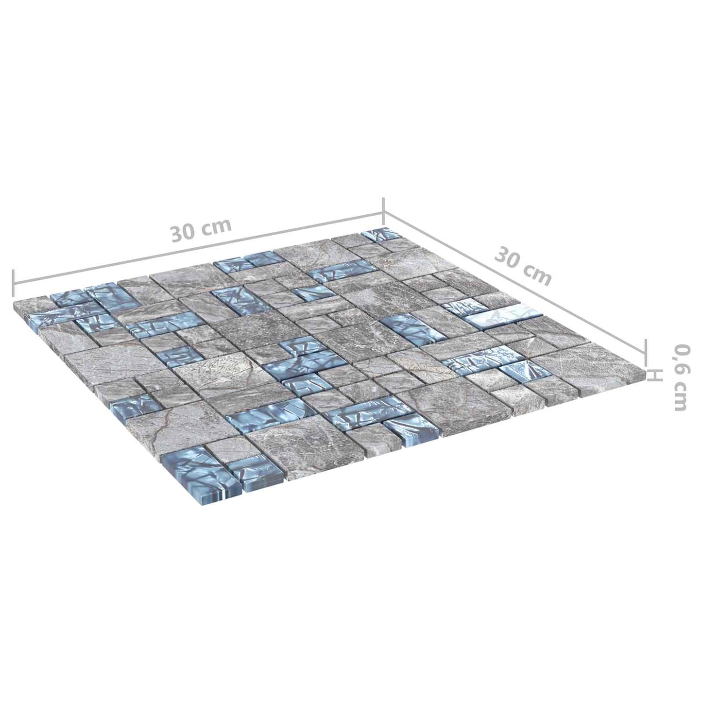 Mosaic Tile 11 pcs 50 x 50 cm Grey and Blue Glass