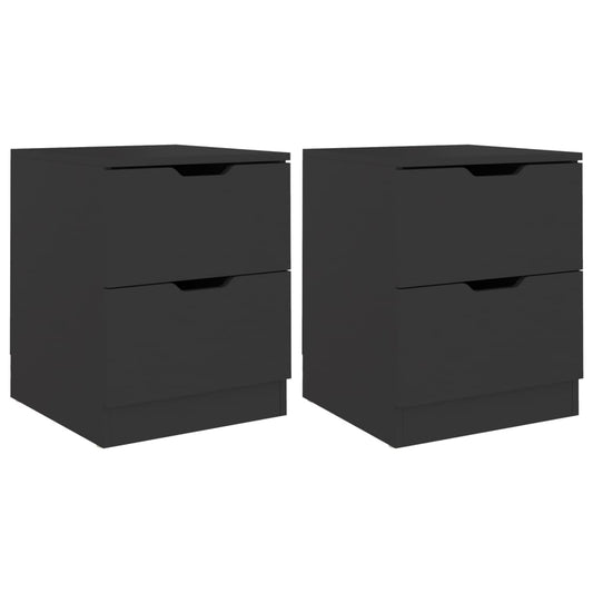 Bedside Cabinet | Set of 2 | Black | Engineered wood, MDF | 40x40x50 cm