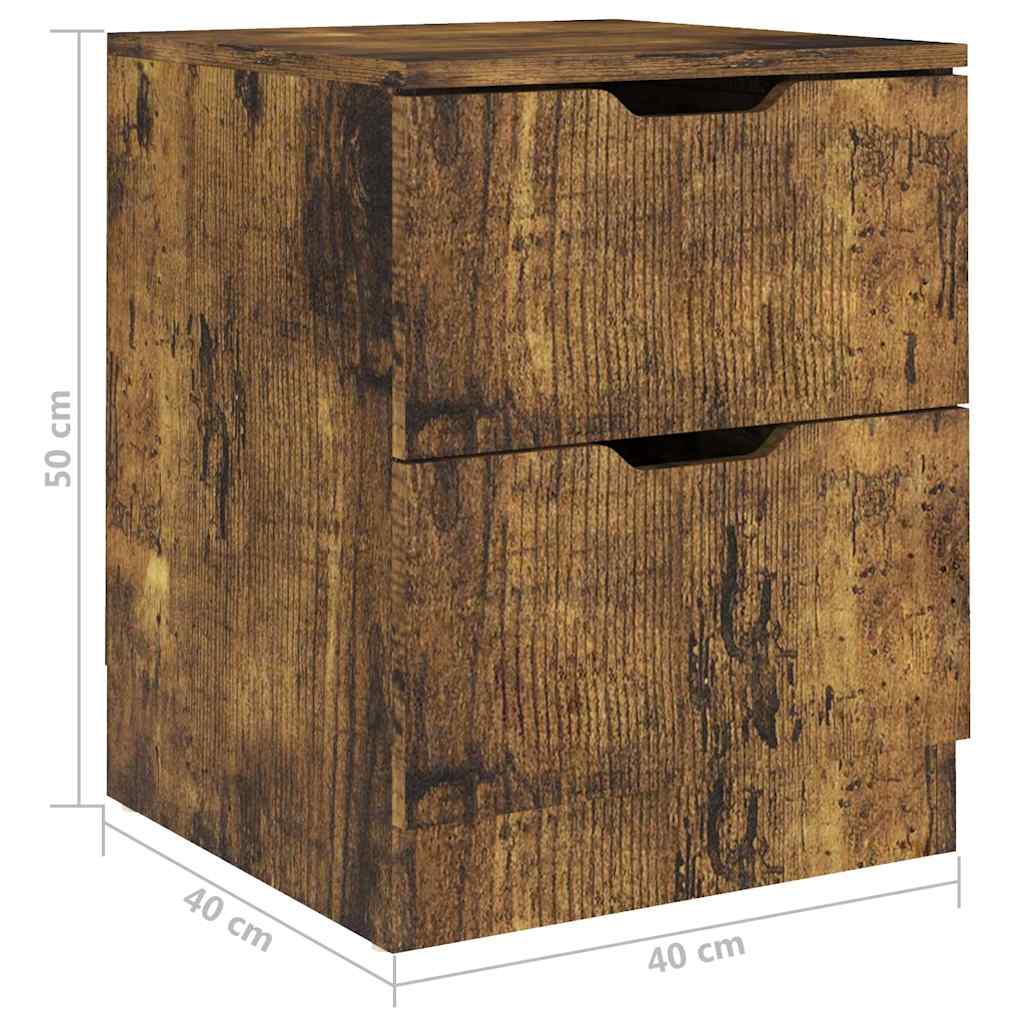 Bedside Cabinet | Set of 2 | Smoked Oak | Engineered wood, MDF | Standard