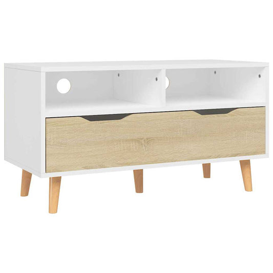 326782 vidaXL TV Cabinet White and Sonoma Oak 90x40x48,5 cm Engineered Wood