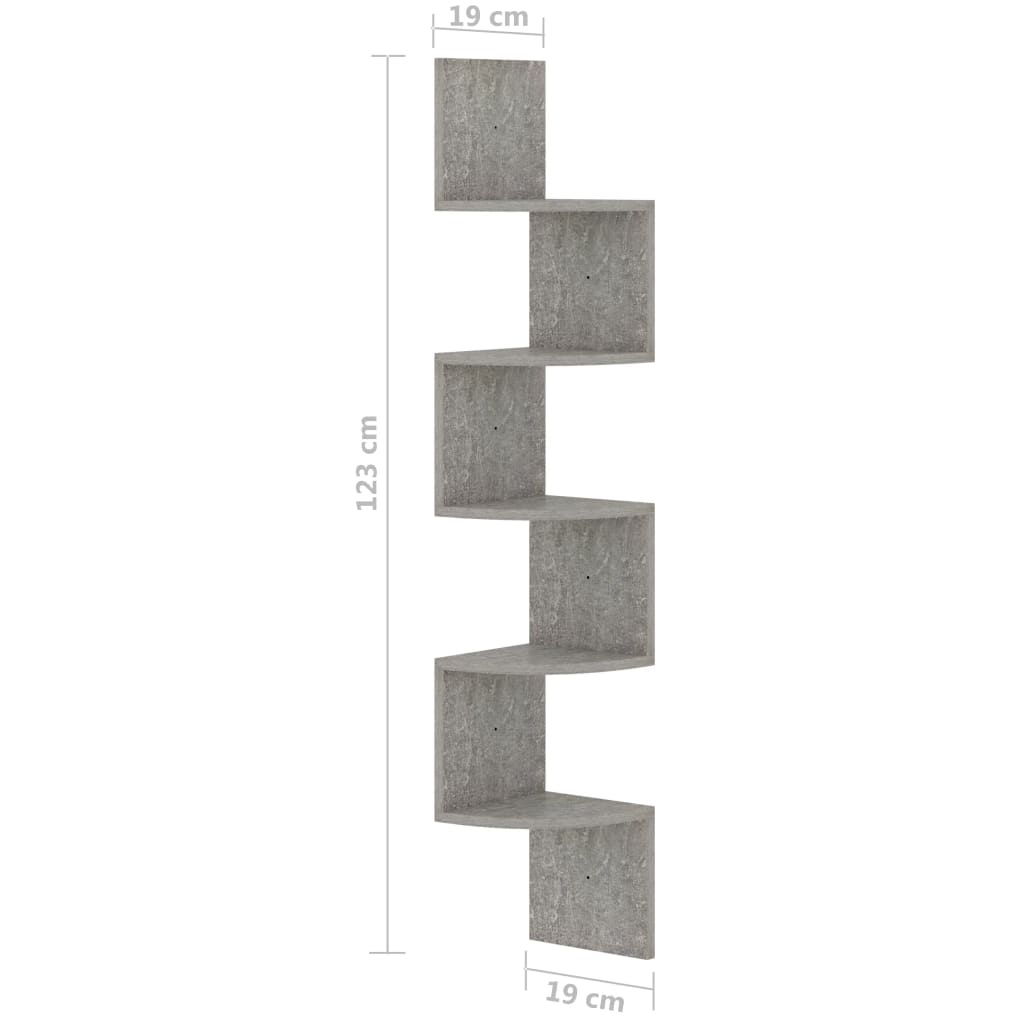 Wall Corner Shelf Concrete Grey Engineered Wood Medium