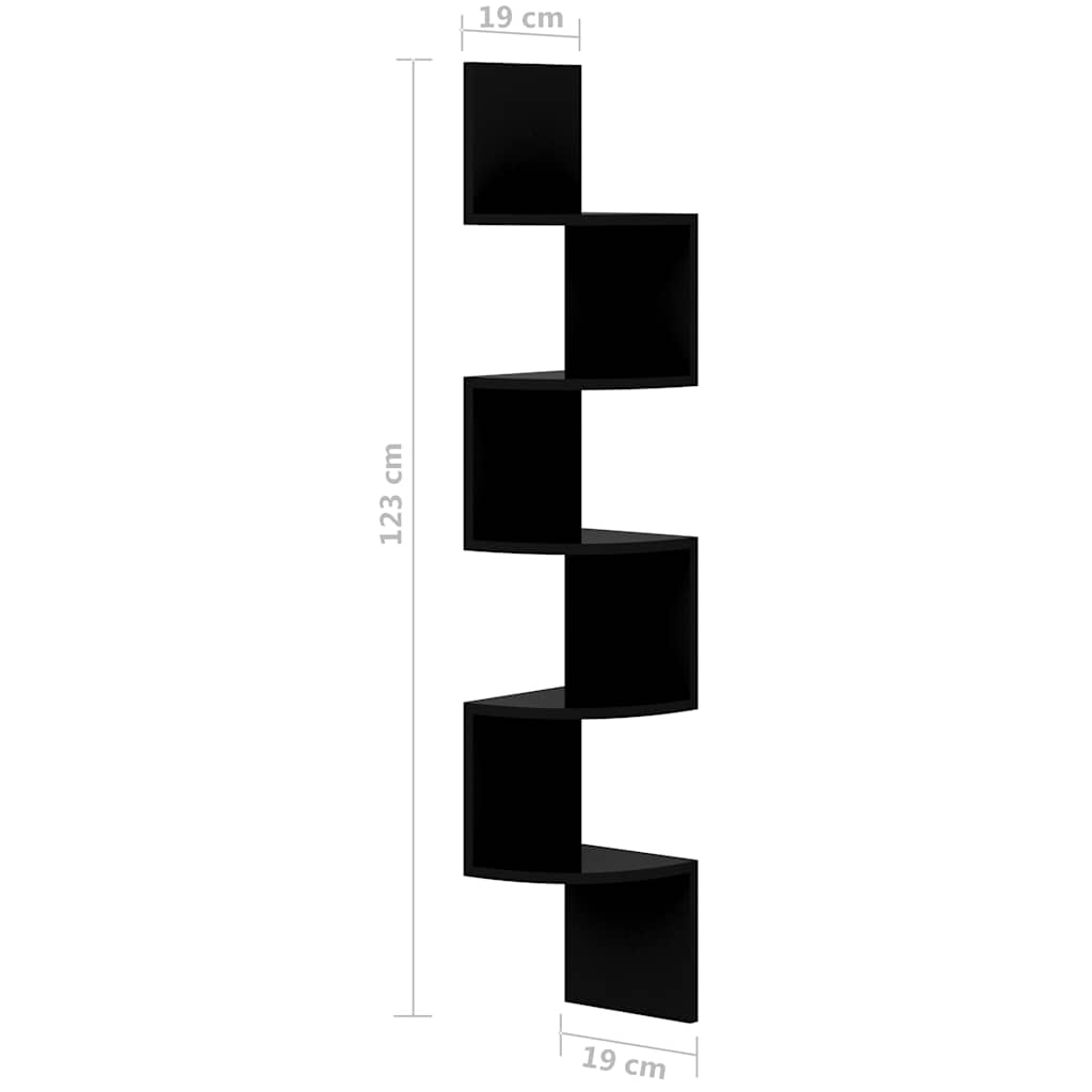 Wall Corner Shelf | High gloss black | Engineered Wood | Compact | Other