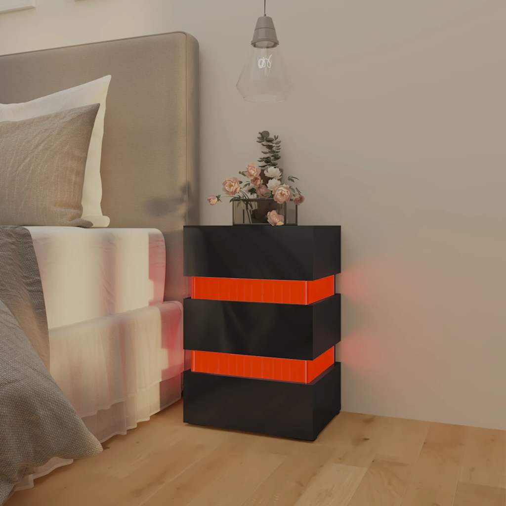 Bedside Cabinet | High gloss black | Engineered wood | Medium