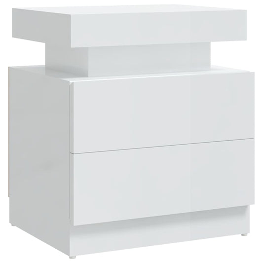 Bedside Cabinet | High gloss white | Engineered wood | Bedside Cabinet