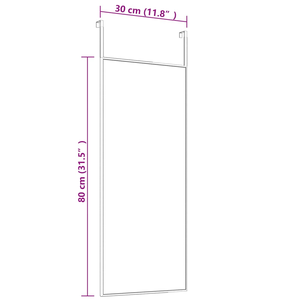 Door Mirror | Black | Aluminium, glass, metal | 30 x 80 cm | Minimalistic