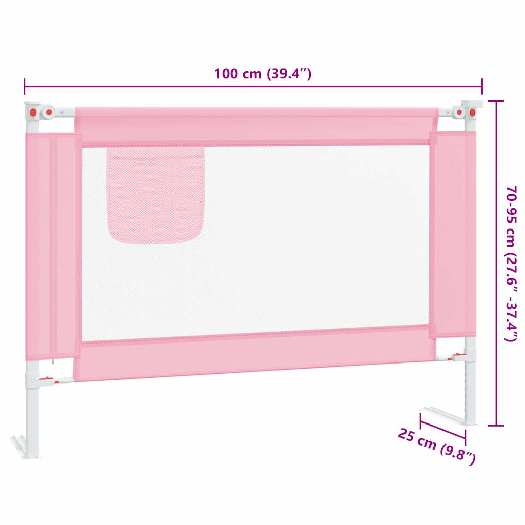 Toddler Safety Bed Rail Pink 100x25 cm Fabric
