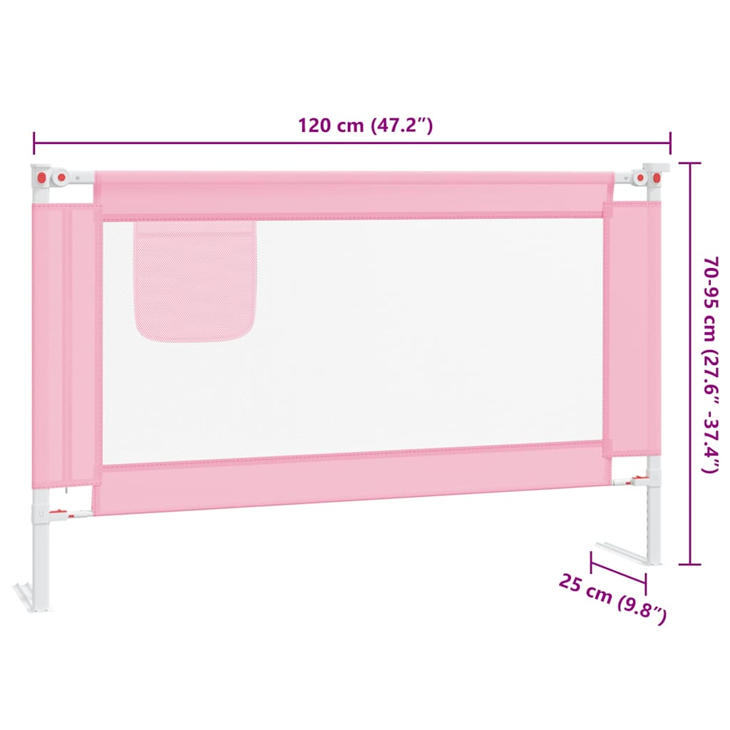 Toddler Safety Bed Rail Pink 120x25 cm Fabric