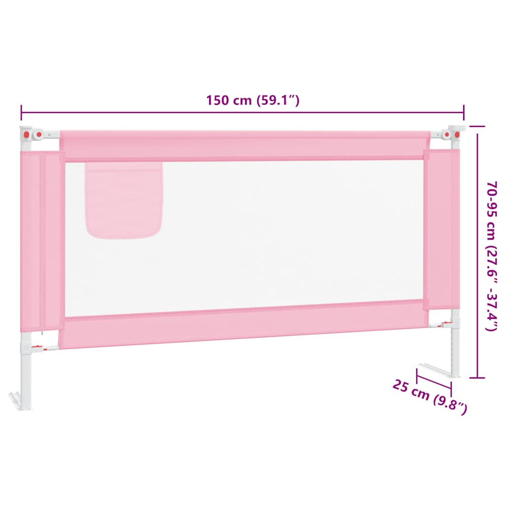 Toddler Safety Bed Rail Pink 150x25 cm Fabric