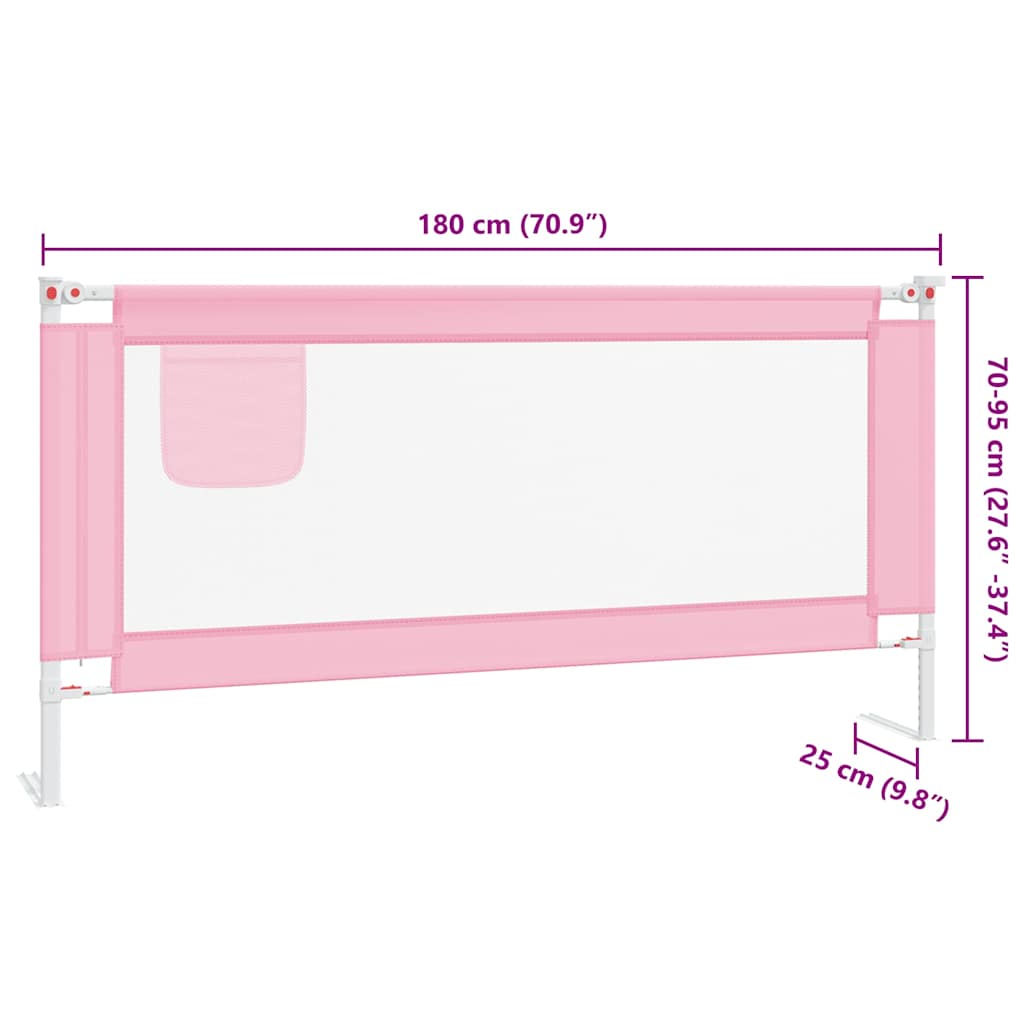 Toddler Safety Bed Rail Pink 180x25 cm Fabric