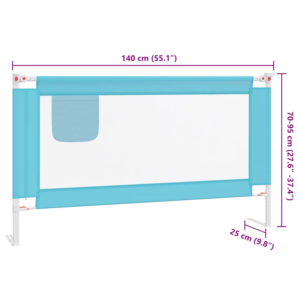 Toddler Safety Bed Rail Blue 140x25 cm Fabric