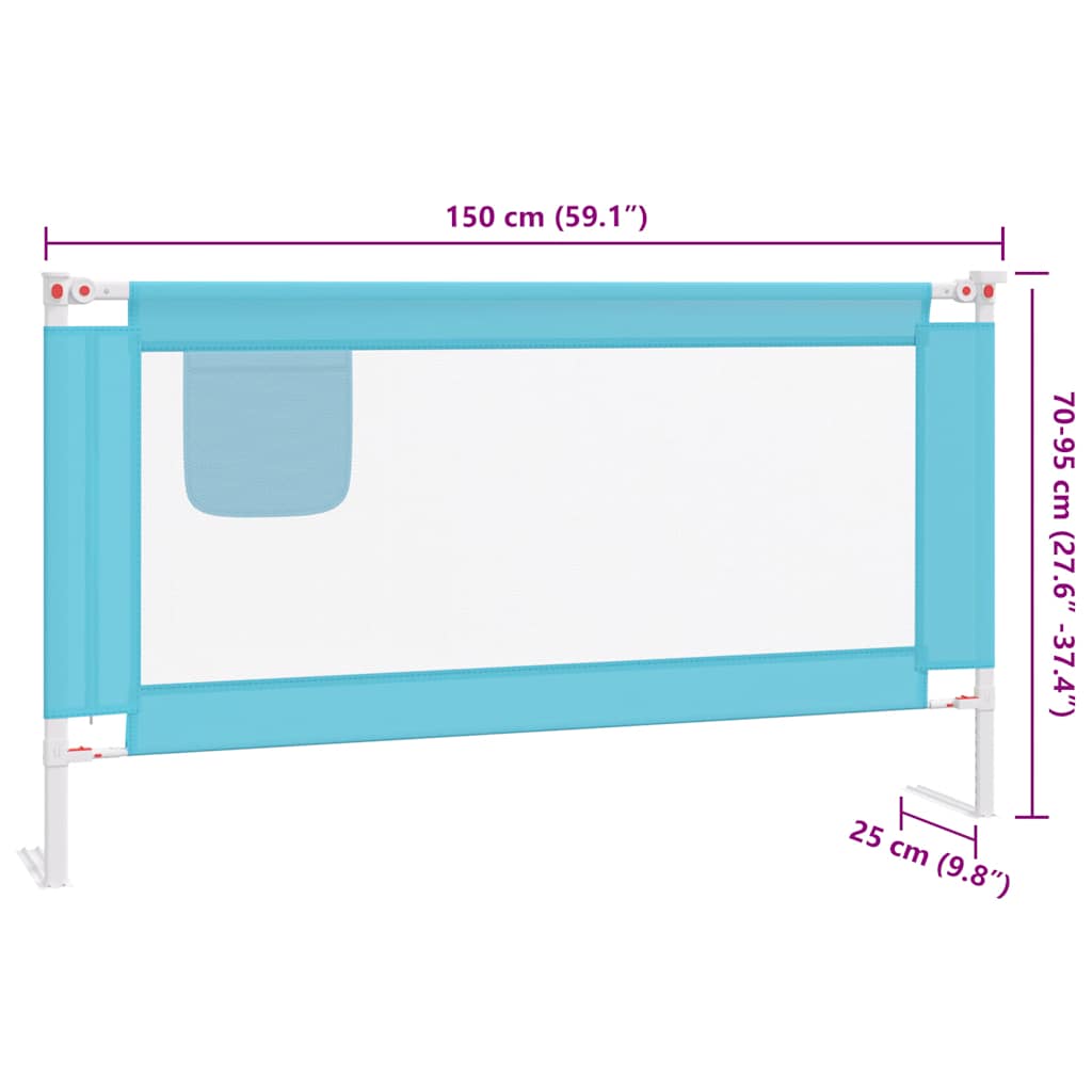 Toddler Safety Bed Rail Blue 150x25 cm Fabric