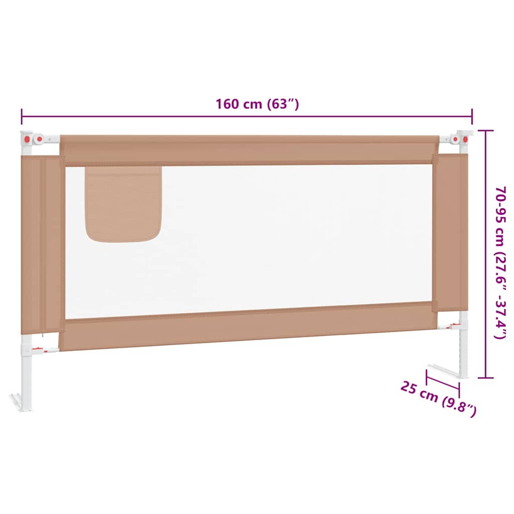 Toddler Safety Bed Rail Taupe 160x25 cm Fabric