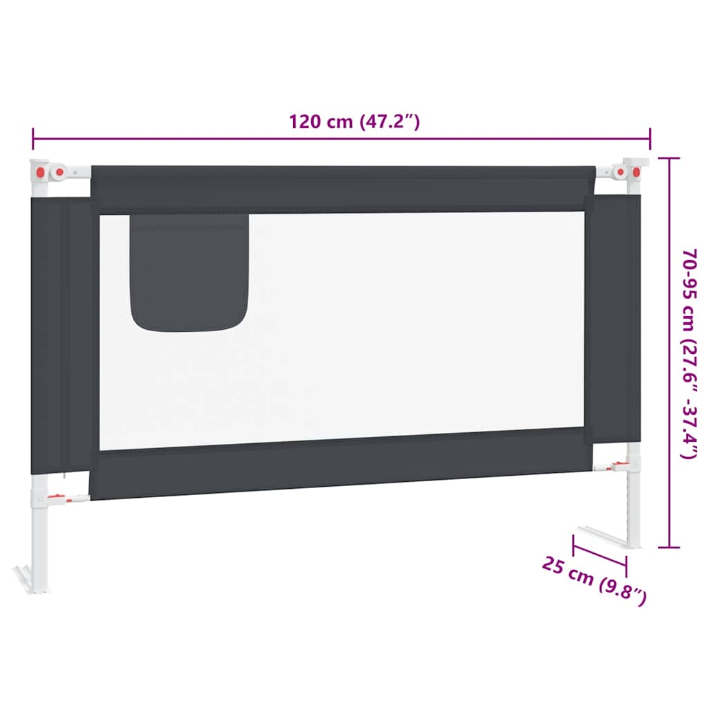 Toddler Safety Bed Rail Dark Grey 120x25 cm Fabric