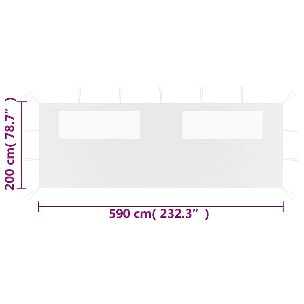 Gazebo Sidewall with Windows 6x2 m White