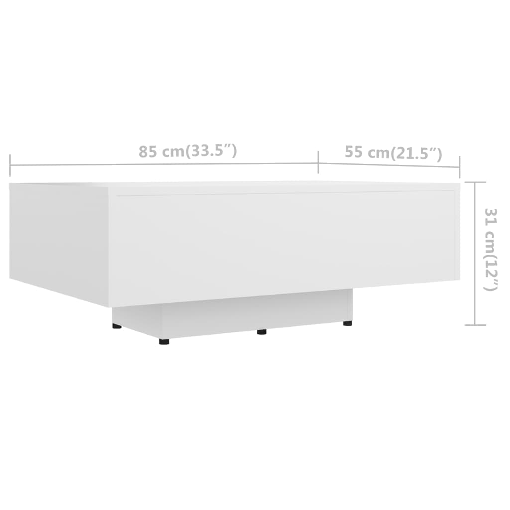 Couch Table | White | Engineered wood | 85x55x31 cm | Simple