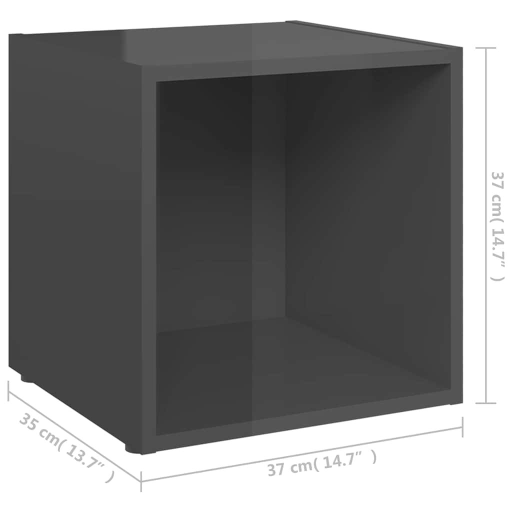 805524 vidaXL 4 Piece TV Cabinet Set High Gloss Grey 37x35x37 cm Engineered Wood