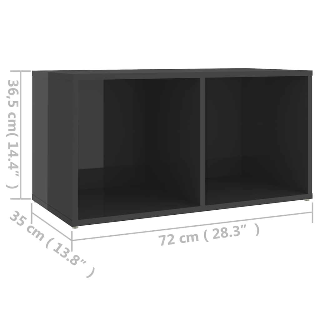 805533 vidaXL TV Cabinet High Gloss Grey 72x35x36,5 cm Engineered Wood
