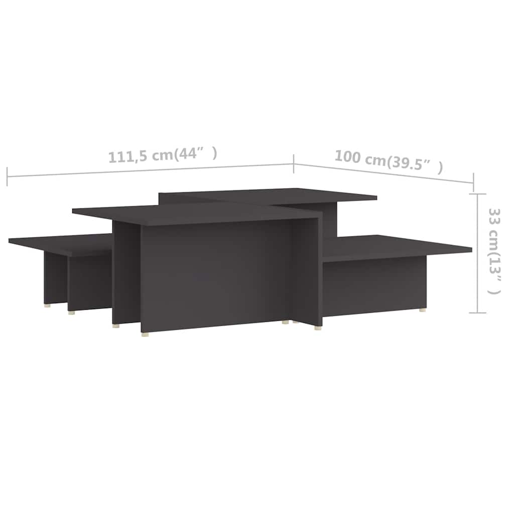 Coffee Tables 2 pcs Grey 111.5x50x33 cm Engineered Wood