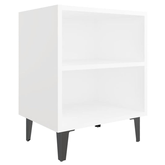 Bed Cabinet | White | Engineered Wood, Metal | Compact | Bed Cabinet
