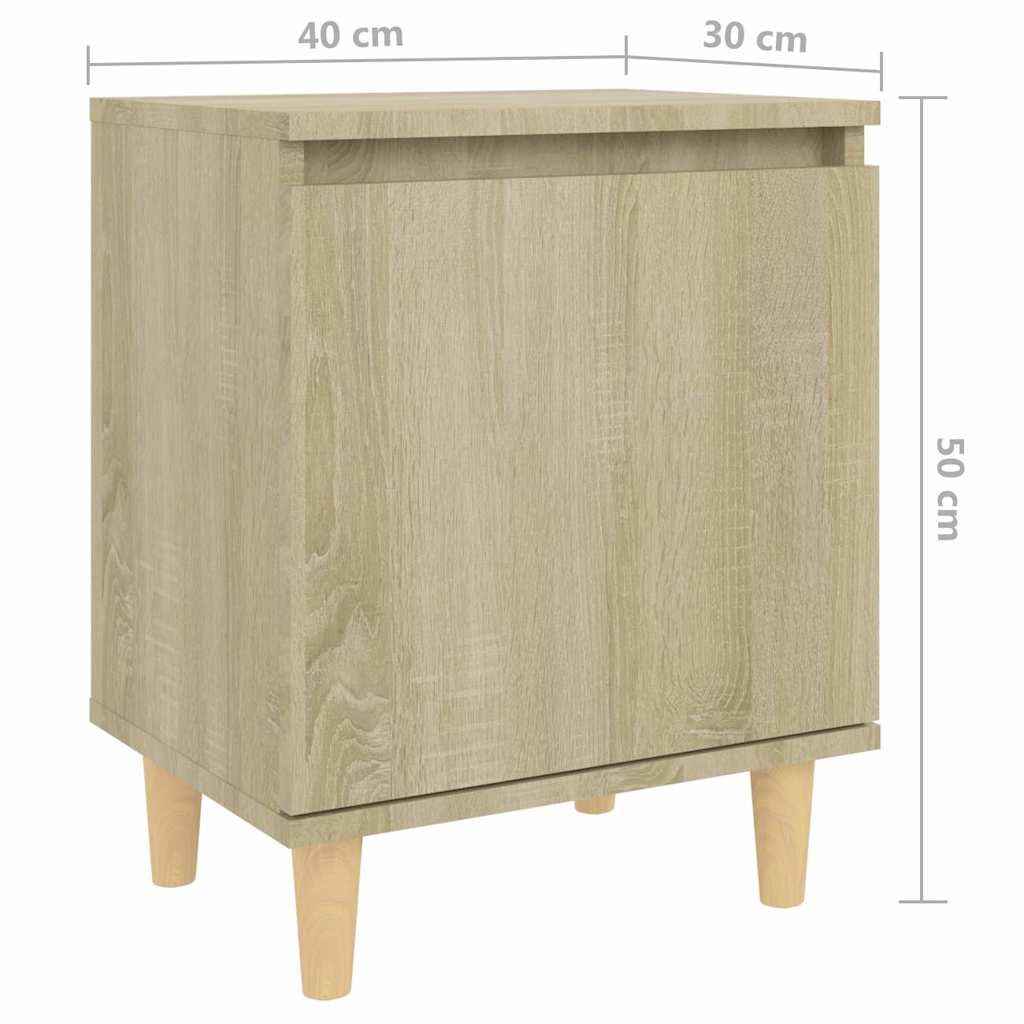 805822 vidaXL Bed Cabinets with Solid Wood Legs 2 pcs Sonoma Oak 40x30x50 cm