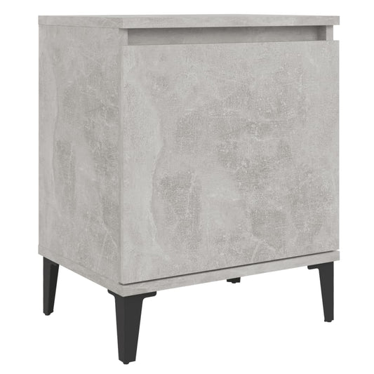 Bed Cabinet with Metal Legs Concrete Grey 40x30x50 cm