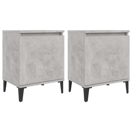 805842 vidaXL Bed Cabinets with Metal Legs Concrete Grey 40x30x50 cm