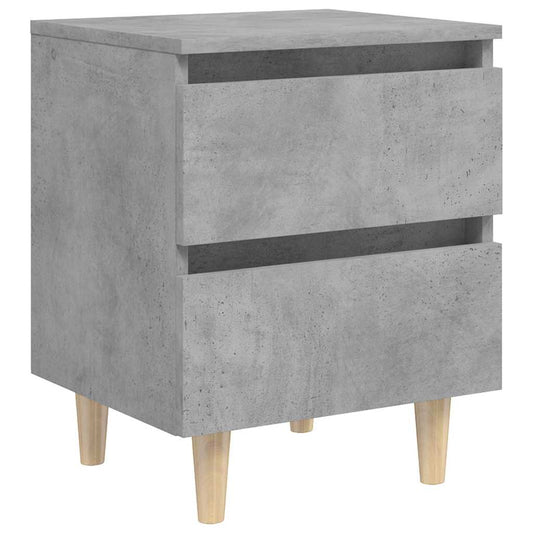 805859 vidaXL Bed Cabinet with Solid Pinewood Legs Concrete Grey 40x35x50 cm