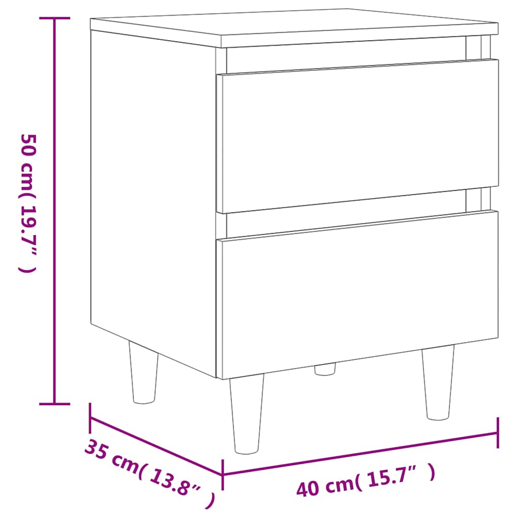 Bed Cabinet | Concrete Grey | Engineered Wood, Solid Pinewood | Small