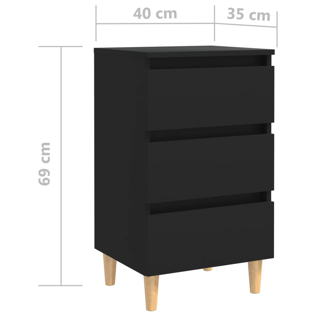 Bed Cabinet | Black | Engineered wood, solid eucalyptus wood | Medium
