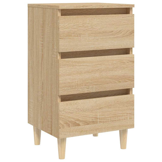 805893 vidaXL Bed Cabinet with Solid Wood Legs Sonoma Oak 40x35x69 cm