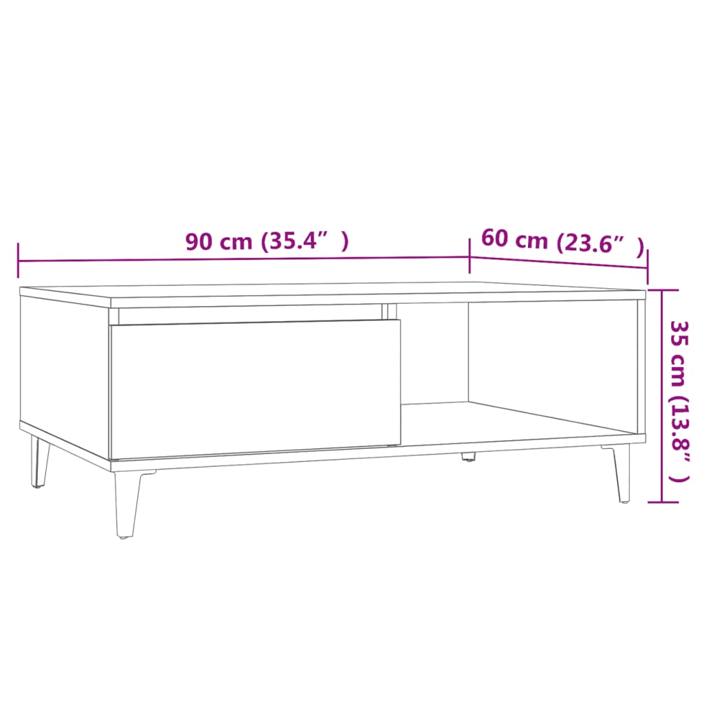 Coffee Table | Concrete grey | Engineered wood and metal | 90x60x35 cm