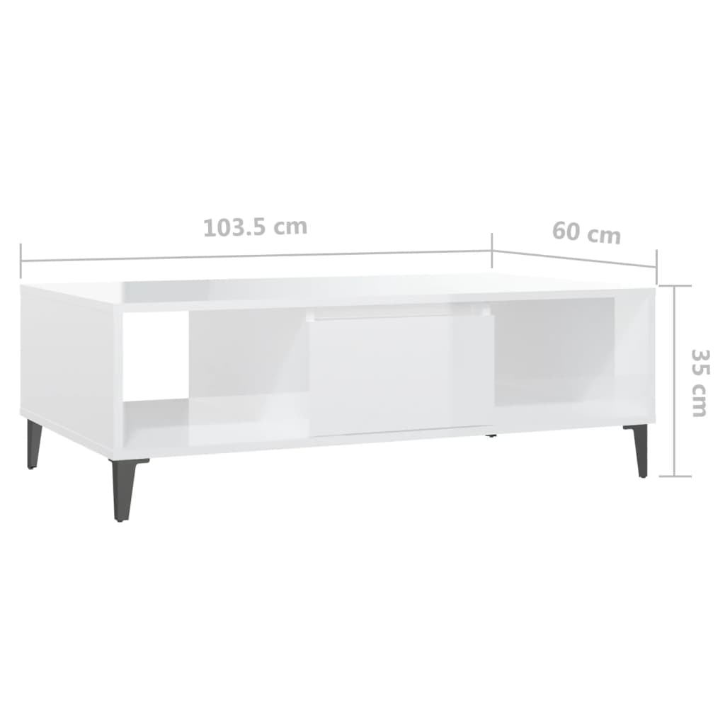 Coffee Table | High gloss white | Engineered wood, metal | Medium