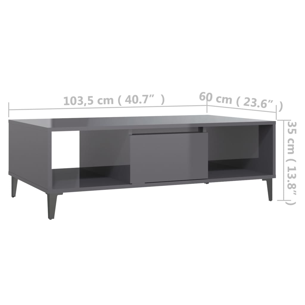 Coffee Table | High gloss grey | Engineered wood, metal | Medium