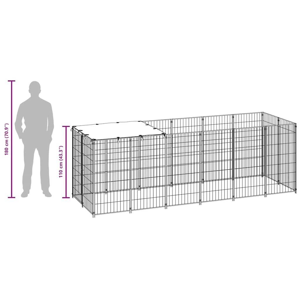 Dog Kennel | Silver | Steel | Large | UV-resistant materials | Dog Kennel