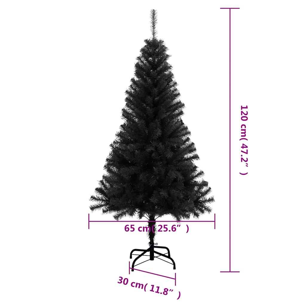 Artificial Christmas Tree Black PVC, Steel 4 ft Height