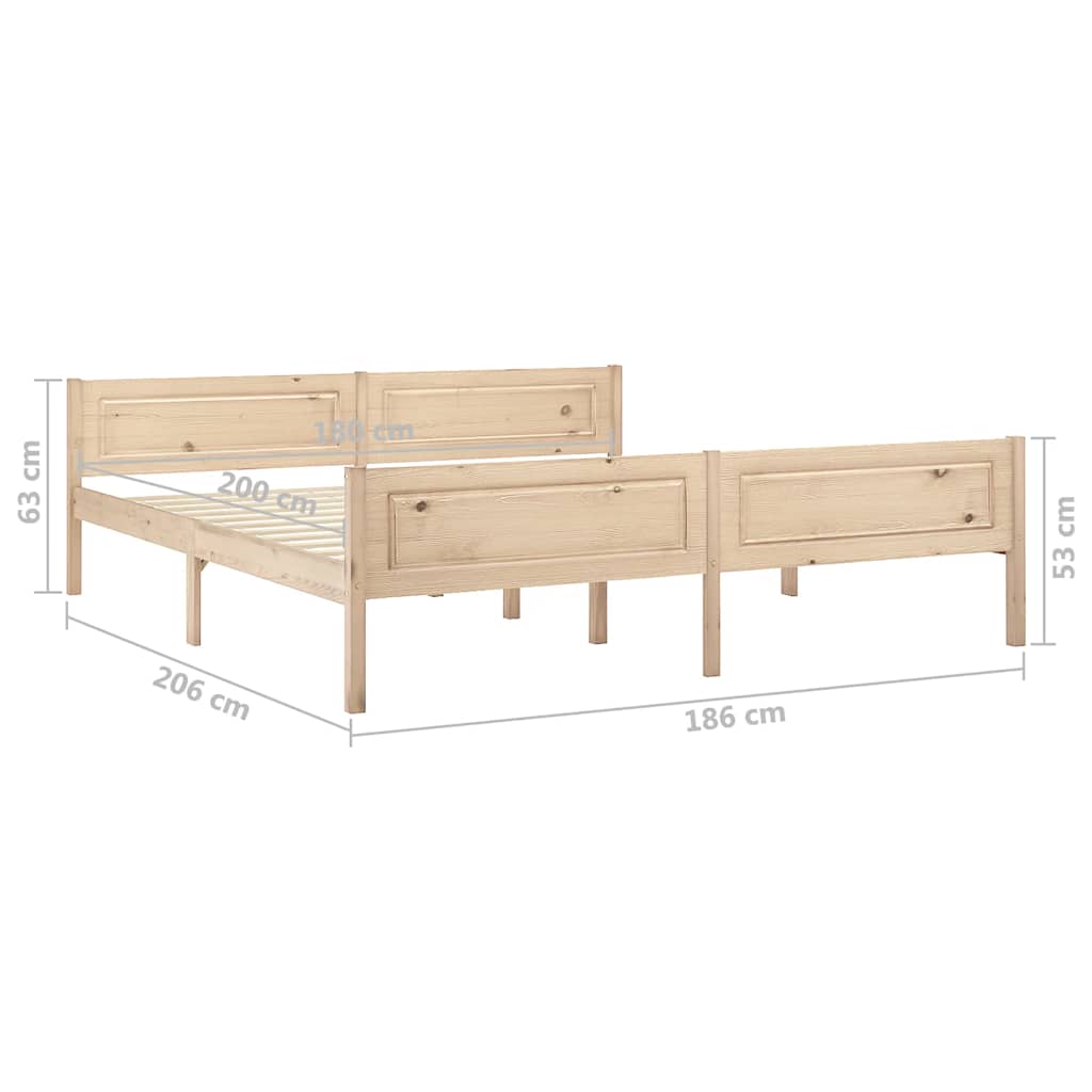 Bed Frame without Mattress Solid Pinewood 180x200 cm Super King