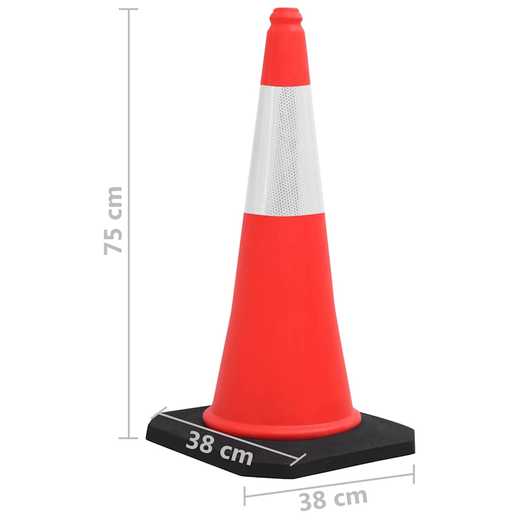 150944 vidaXL Reflective Traffic Cones with Heavy Bases 10 pcs 75 cm