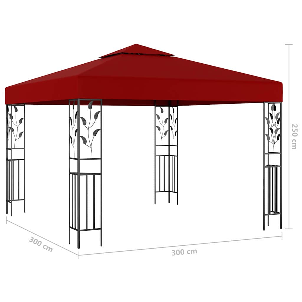 Gazebo | Wine Red | Powder-coated steel, polyester with PA coating