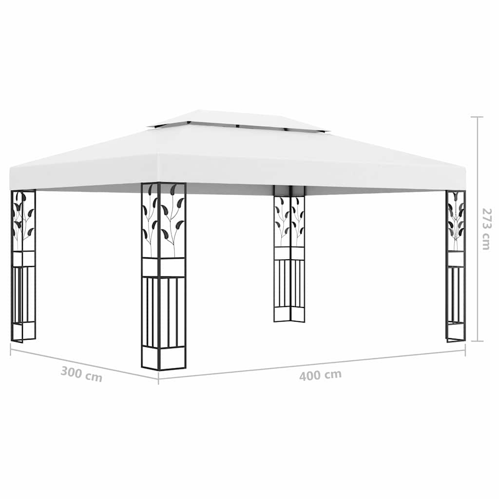 Gazebo | White | 100% polyester with PA coating, powder-coated steel