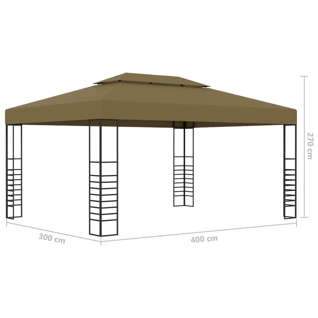 Gazebo | Taupe | 100% Polyester, Steel | Large | Decorative Inlays