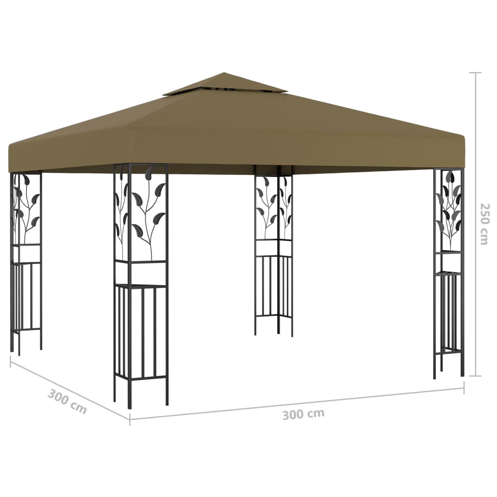 Gazebo | Taupe | Fabric with PA coating | 3x3 m | Decorative Inlays