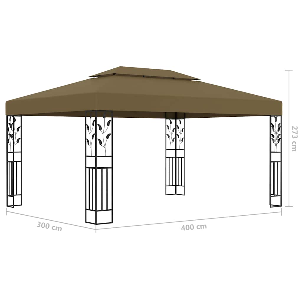 Gazebo | Taupe | 100% Polyester with PA coating | 3 x 4 m