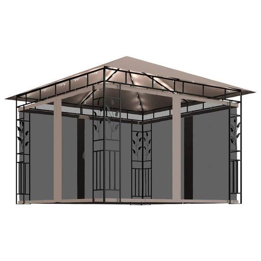 Gazebo | Taupe | Powder-coated Steel, Polyester | 3x3x2.73 m | Gazebo