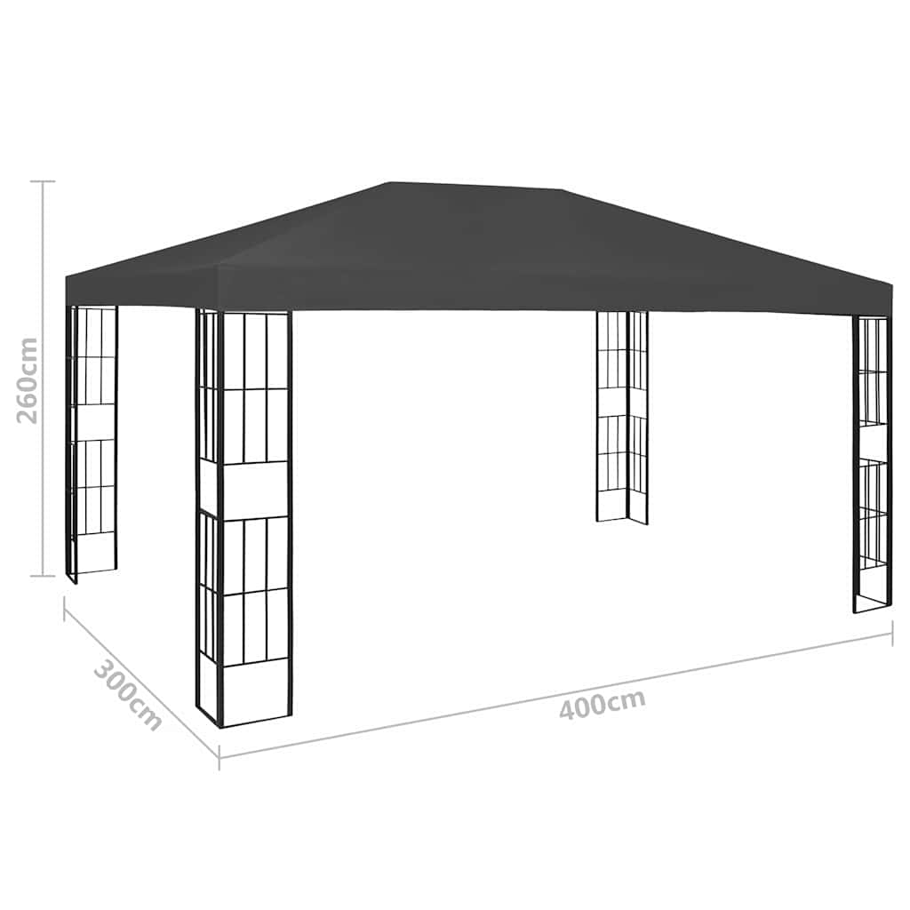 Gazebo | Anthracite and black | Fabric (100% polyester), Steel | Large