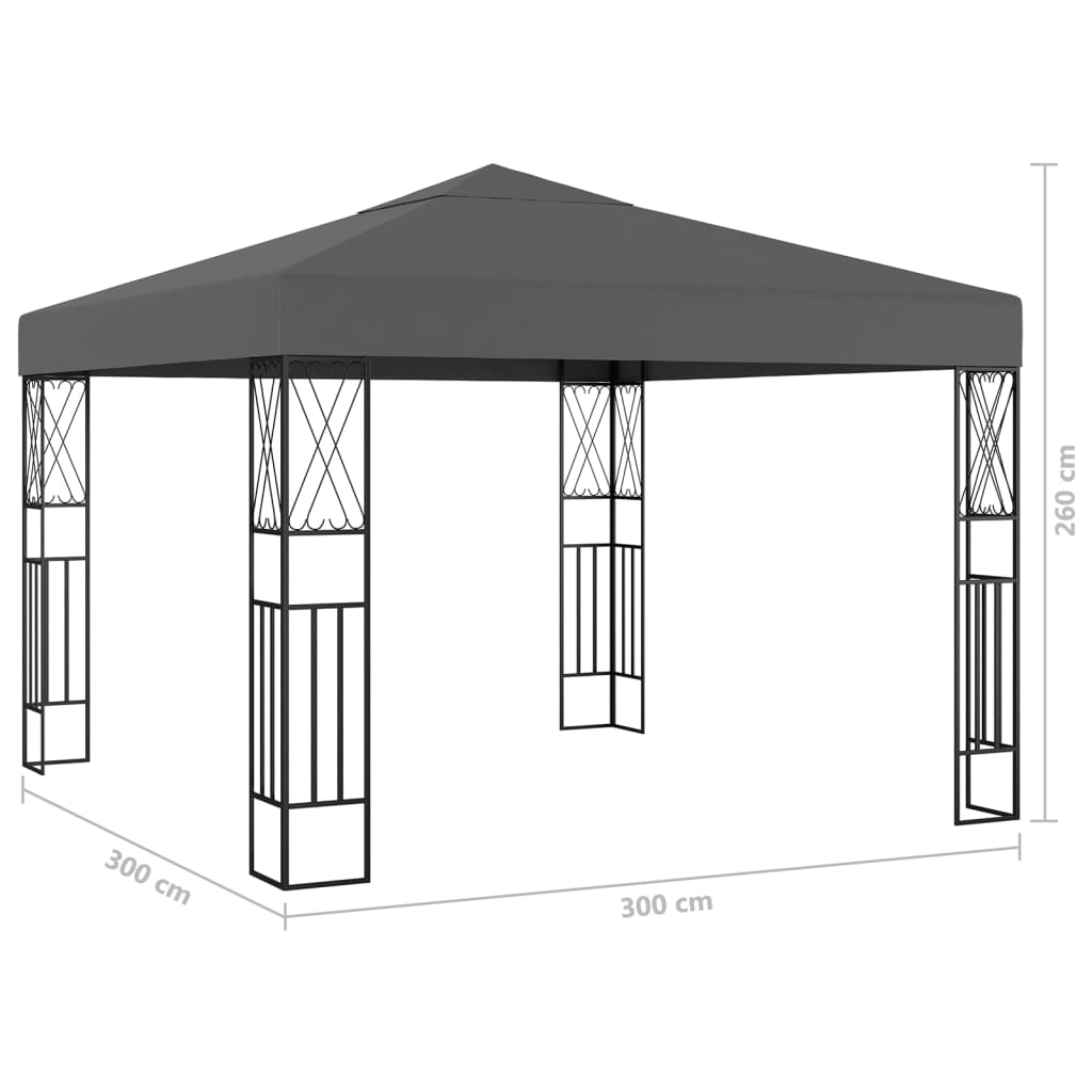 Gazebo | Anthracite | Steel | 3x3 m | Gazebo | Square | Contemporary