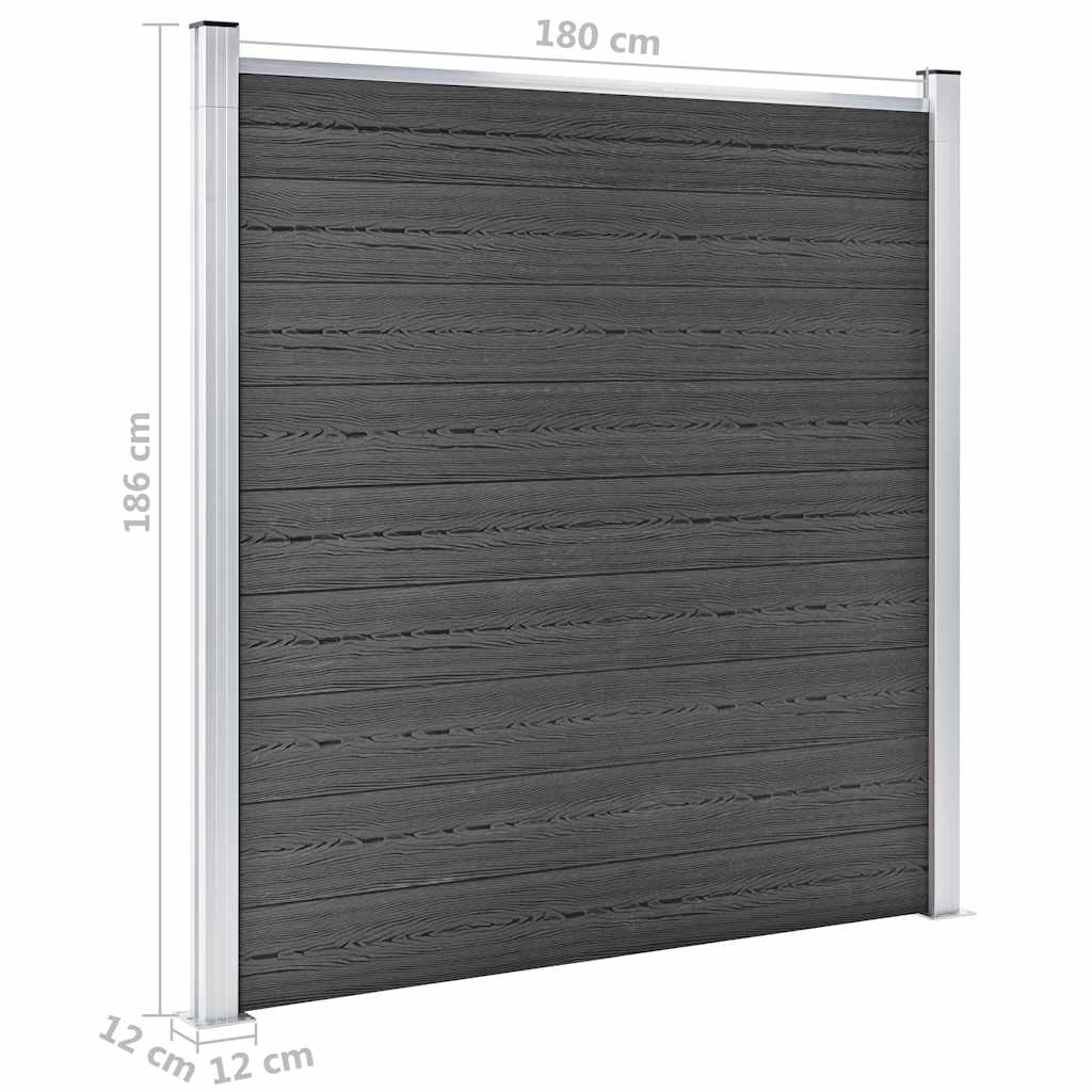 Fence Panel Set WPC 1391x186 cm Black