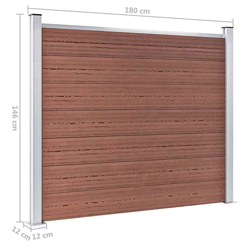 Fence Panel Set WPC 353x146 cm Brown