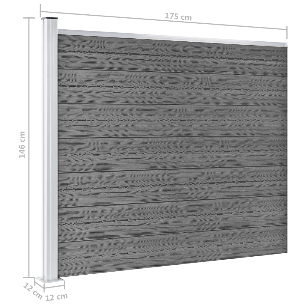 Fence Panel Set WPC 353x146 cm Grey
