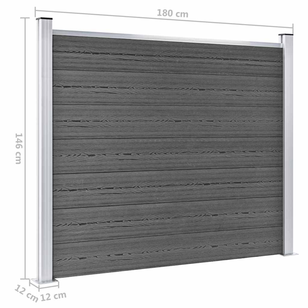 Fence Panel Set WPC 526x146 cm Black