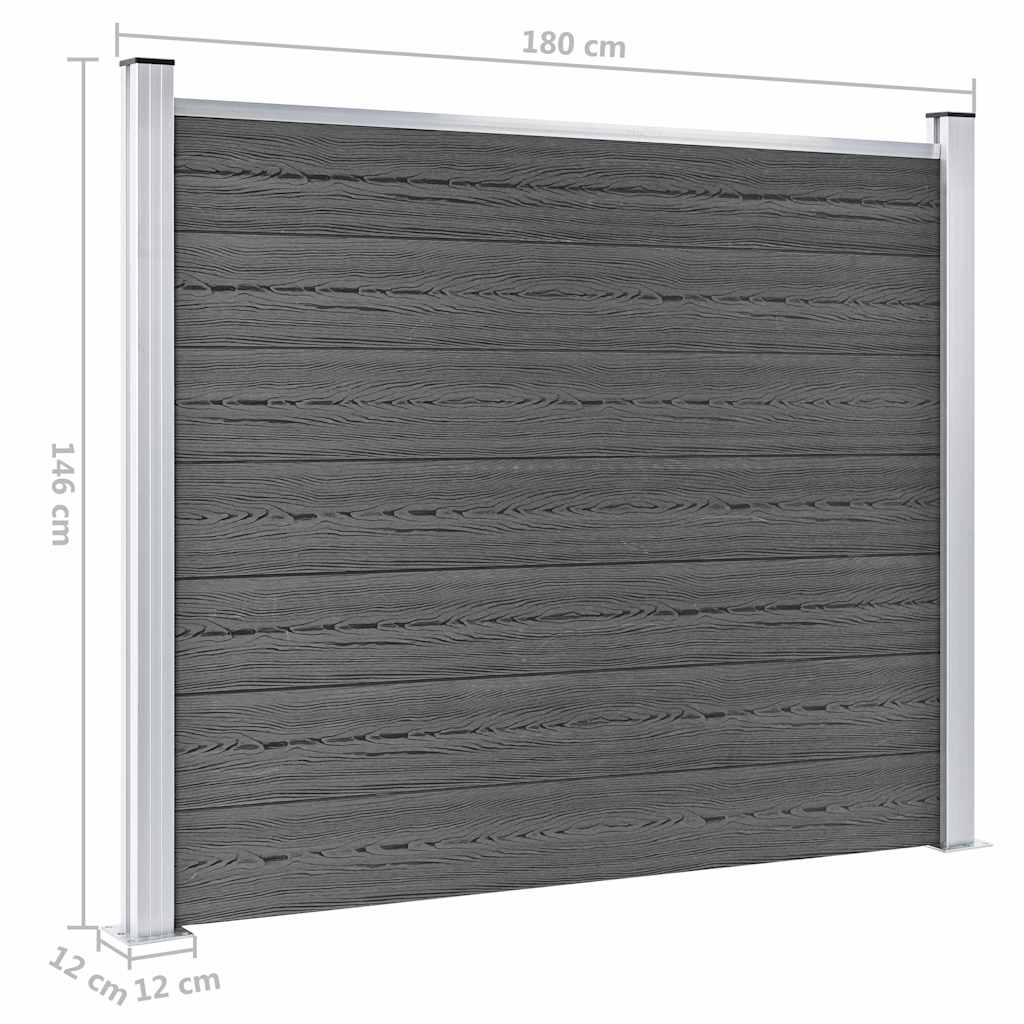 Fence Panel Set WPC 872x146 cm Black